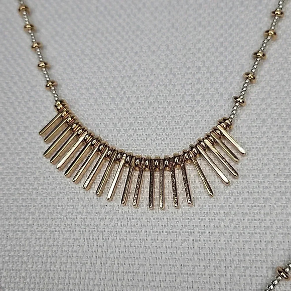 NIB - Retired Stella & Dot Riad Statement Necklace Versatile Gold Silver Rose - Picture 12 of 16